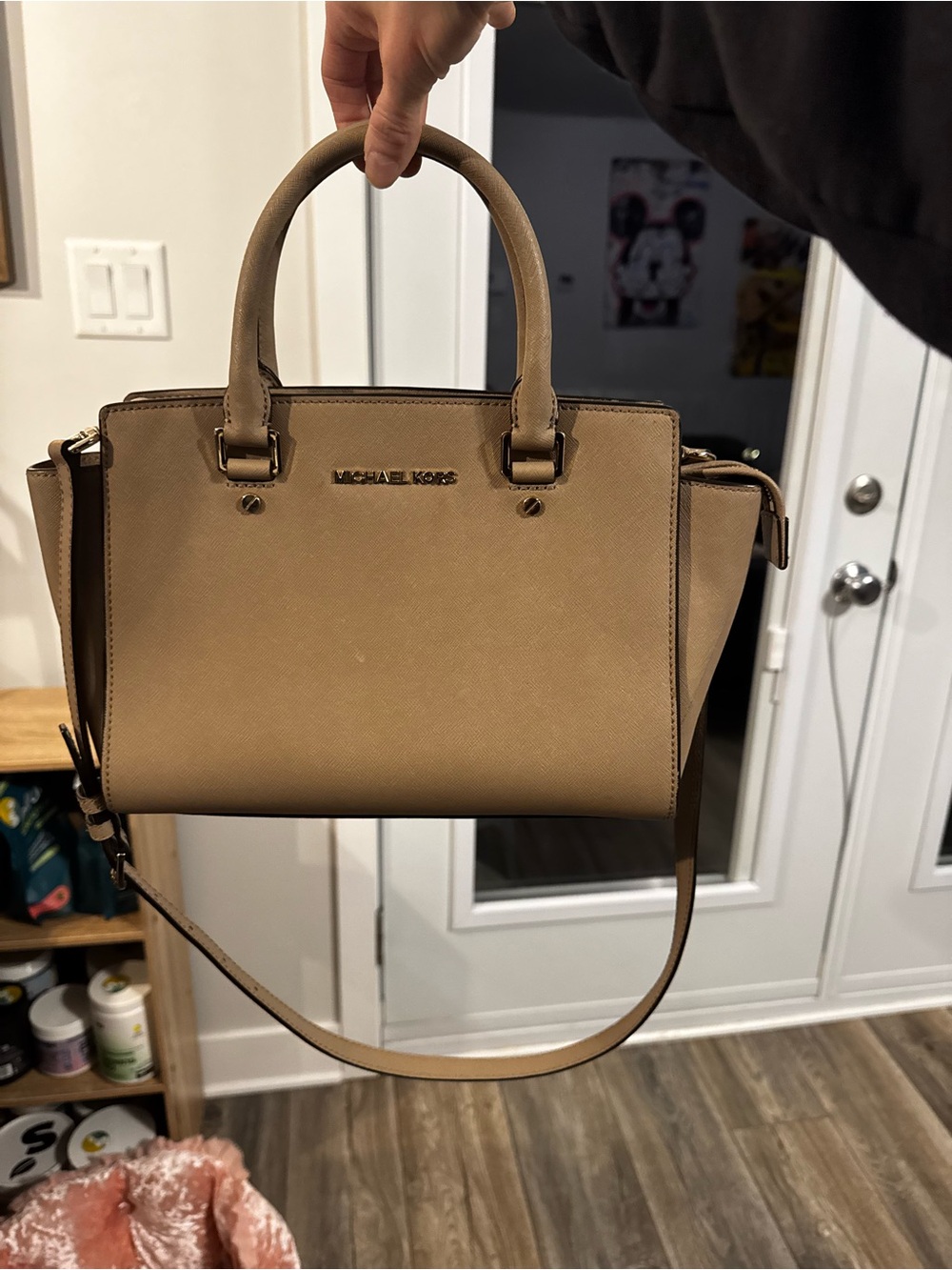 Michael Kors Tan Saffiano Leather Satchel with Strap
